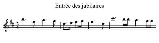 Entrée des jubilaires - staff notation