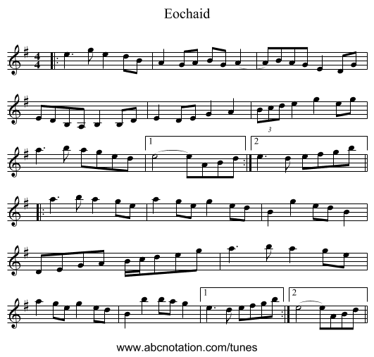 Eochaid - staff notation
