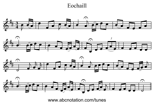 Eochaill - staff notation