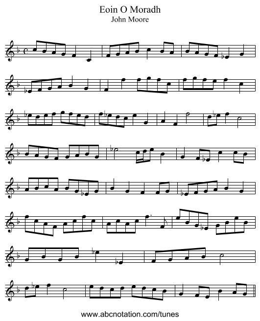 Eoin O Moradh - staff notation