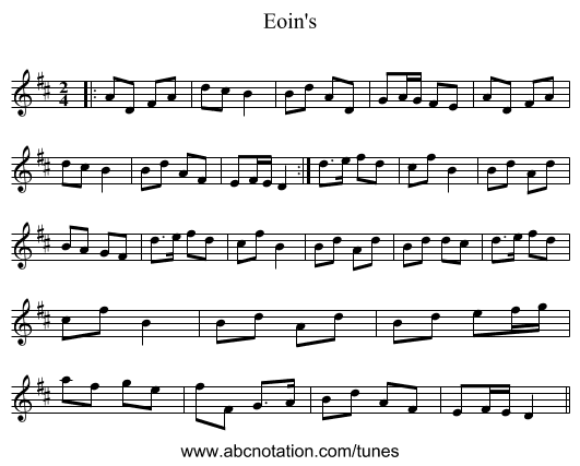 Eoin's - staff notation