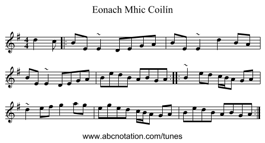 Eonach Mhic Coilín - staff notation