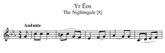 Ëos, Yr - staff notation