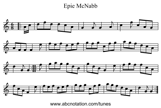 Epie McNabb - staff notation