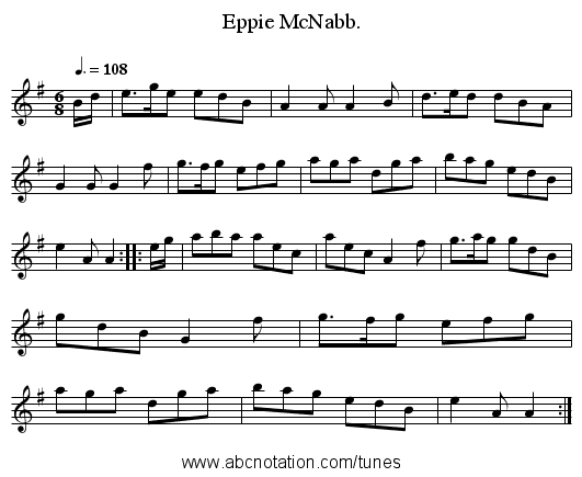 Eppie McNabb. - staff notation