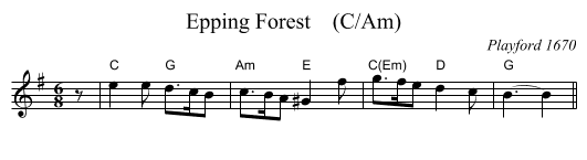 Epping Forest    (C/Am) - staff notation