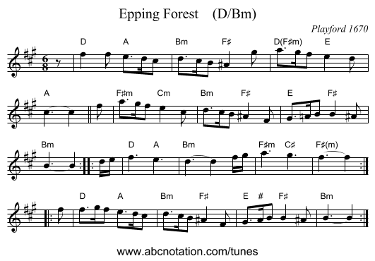 Epping Forest    (D/Bm) - staff notation