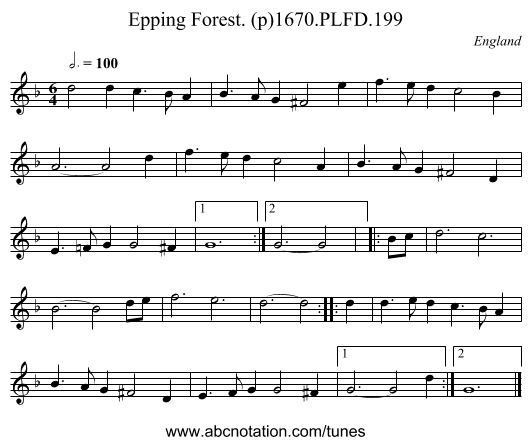 Epping Forest. (p)1670.PLFD.199 - staff notation