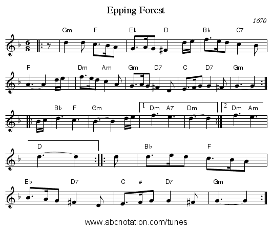 Epping Forest - staff notation