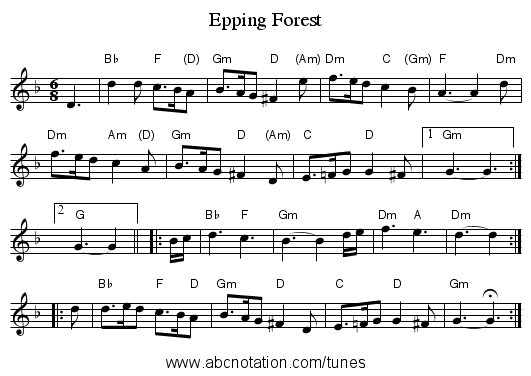 Epping Forest - staff notation