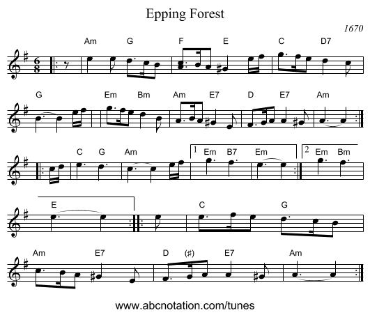 Epping Forest - staff notation