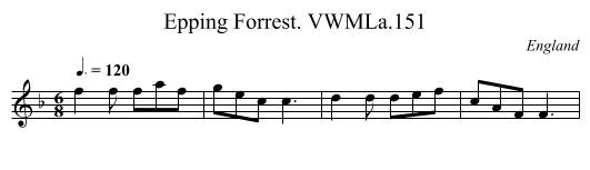 Epping Forrest. VWMLa.151 - staff notation