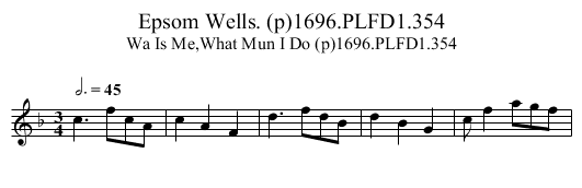 Epsom Wells. (p)1696.PLFD1.354 - staff notation