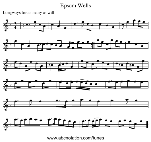 Epsom Wells - staff notation
