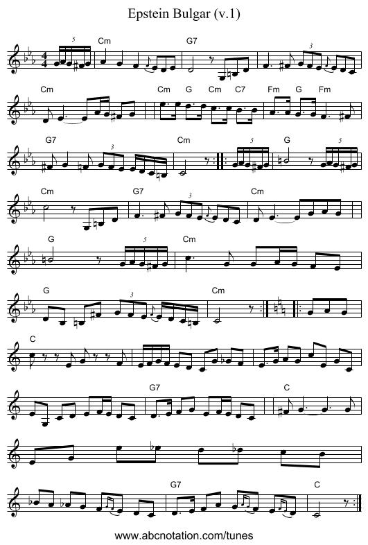 Epstein Bulgar (v.1) - staff notation