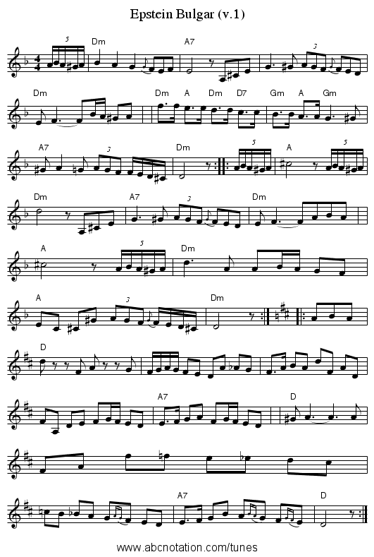 Epstein Bulgar (v.1) - staff notation