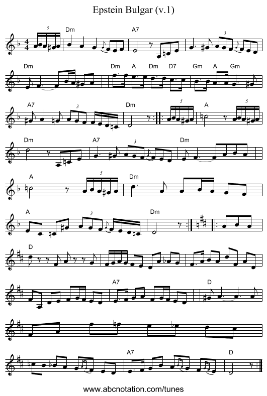 Epstein Bulgar (v.1) - staff notation