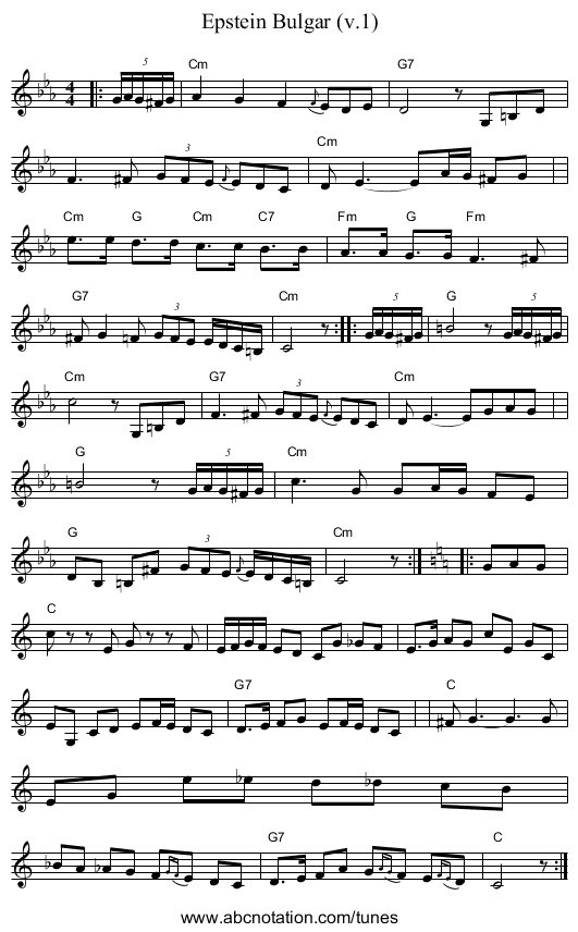 Epstein Bulgar (v.1) - staff notation