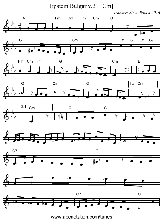 Epstein Bulgar v.3   [Cm] - staff notation