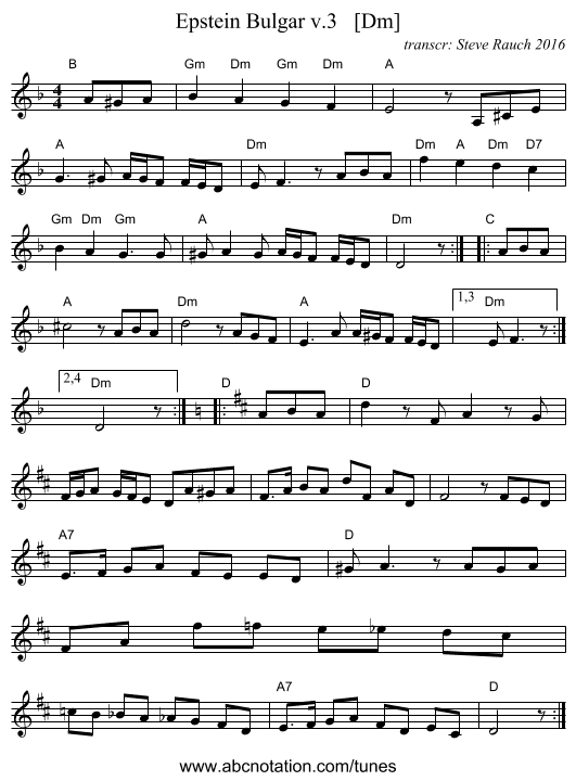 Epstein Bulgar v.3   [Dm] - staff notation