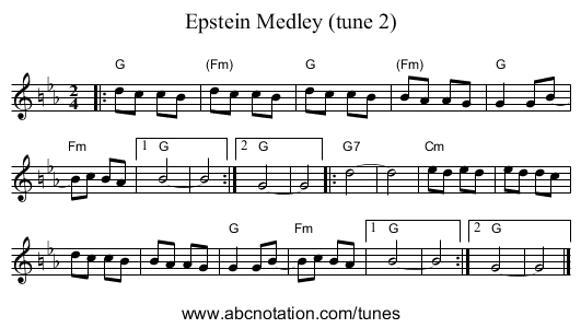 Epstein Medley (tune 2) - staff notation