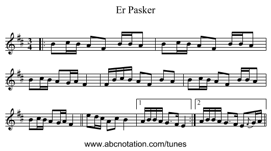 Er Pasker - staff notation