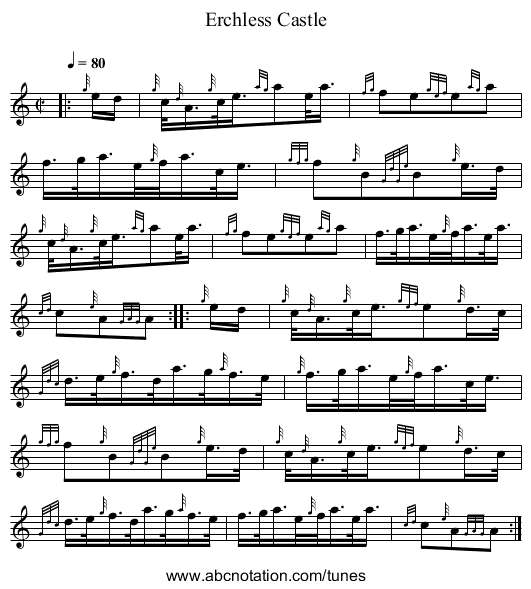 Erchless Castle - staff notation