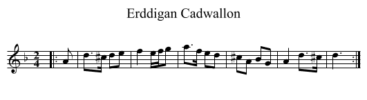 Erddigan Cadwallon - staff notation