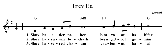 Erev Ba - staff notation