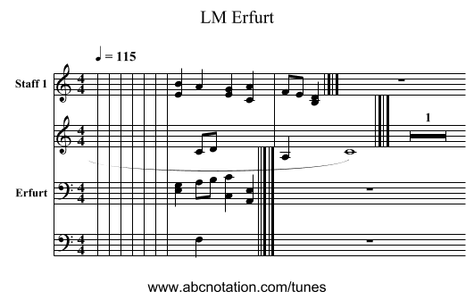 Erfurt, LM - staff notation