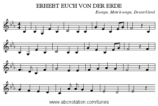 ERHEBT EUCH VON DER ERDE - staff notation