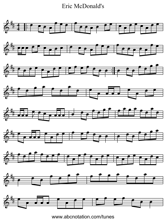 Eric McDonald's - staff notation