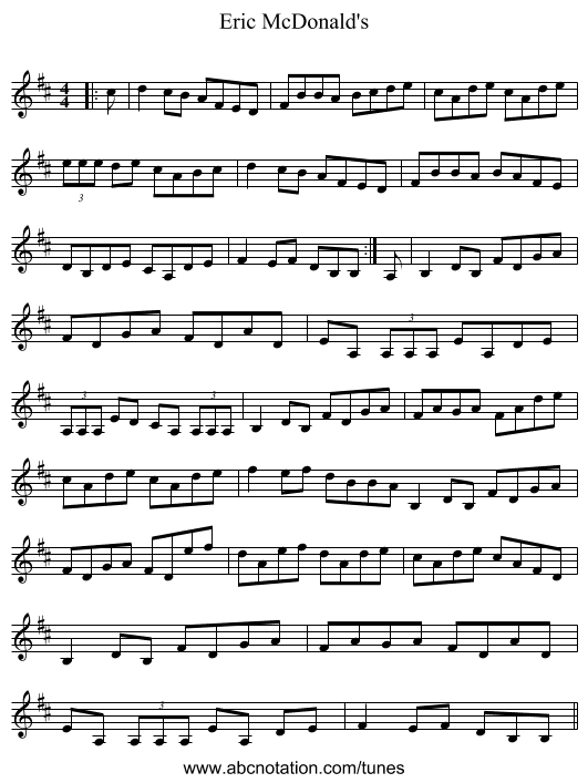 Eric McDonald's - staff notation