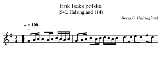 Erik Isaks polska - staff notation