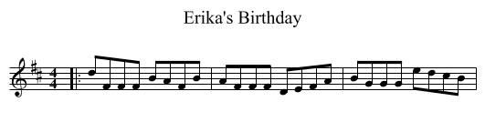 Erika's Birthday - staff notation
