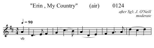 Erin , My Country        (air)         0124 - staff notation
