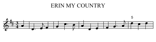 ERIN MY COUNTRY - staff notation
