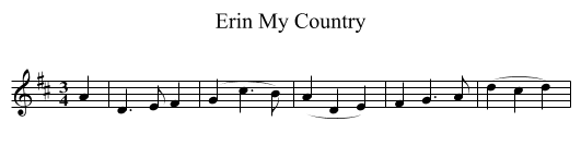Erin My Country - staff notation