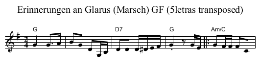 Erinnerungen an Glarus (Marsch) GF (5letras transposed) - staff notation