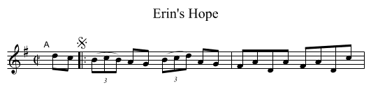 Erin's Hope - staff notation