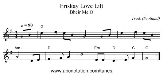 Eriskay Love Lilt - staff notation