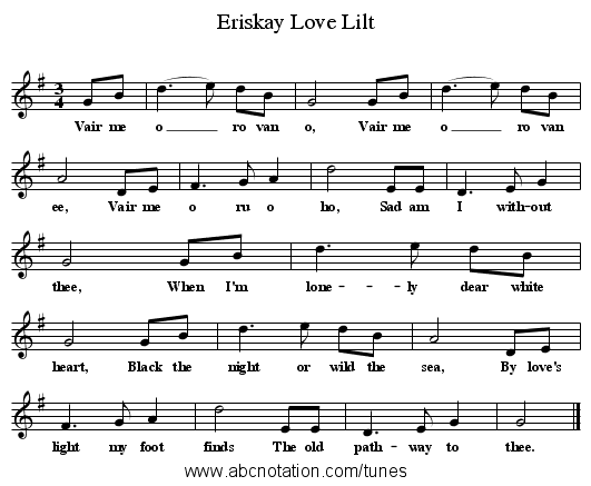 Eriskay Love Lilt - staff notation