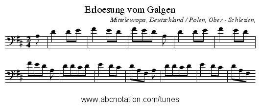 Erloesung vom Galgen - staff notation