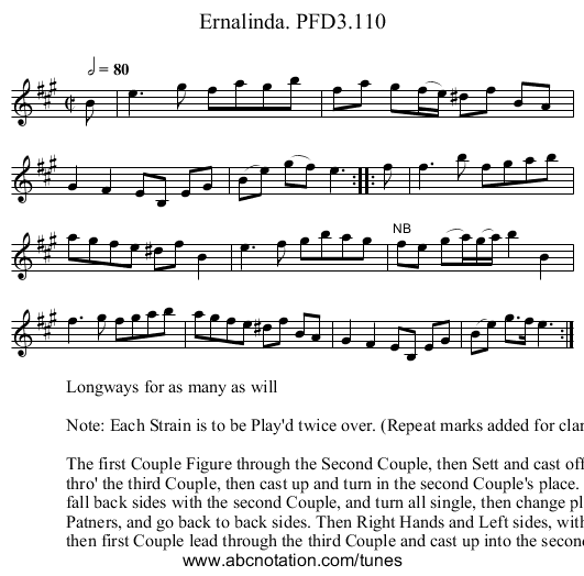 Ernalinda. PFD3.110 - staff notation