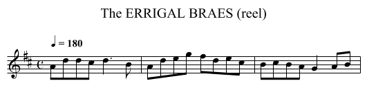 ERRIGAL BRAES (reel), The - staff notation