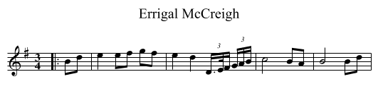 Errigal McCreigh - staff notation