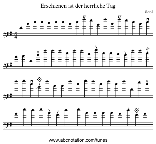 Erschienen ist der herrliche Tag - staff notation