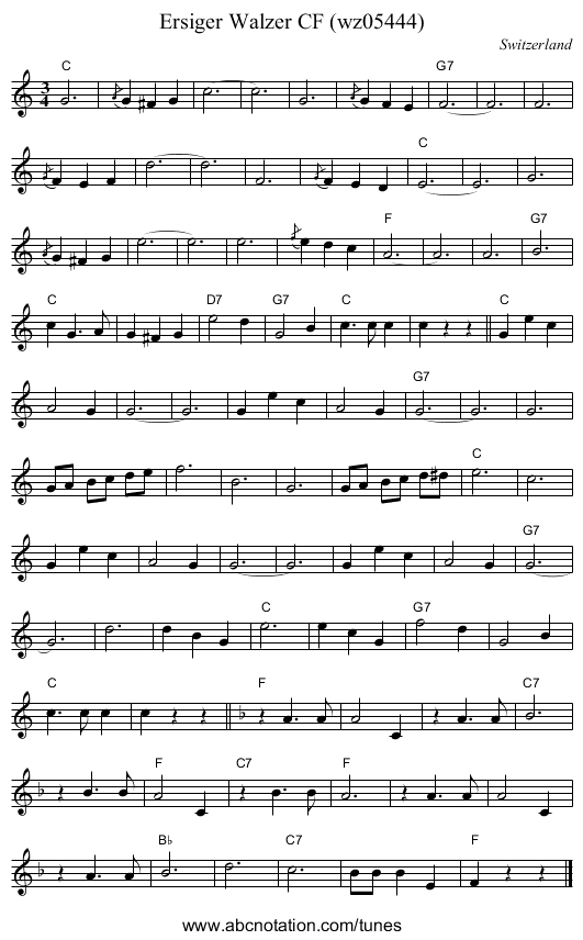 Ersiger Walzer CF (wz05444) - staff notation
