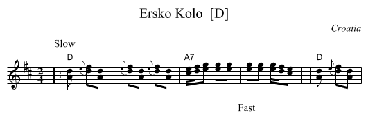 Ersko Kolo  [D] - staff notation