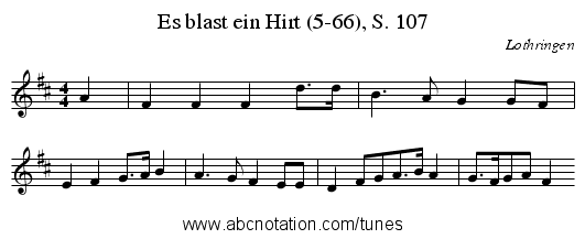Es blast ein Hirt (5-66), S. 107 - staff notation